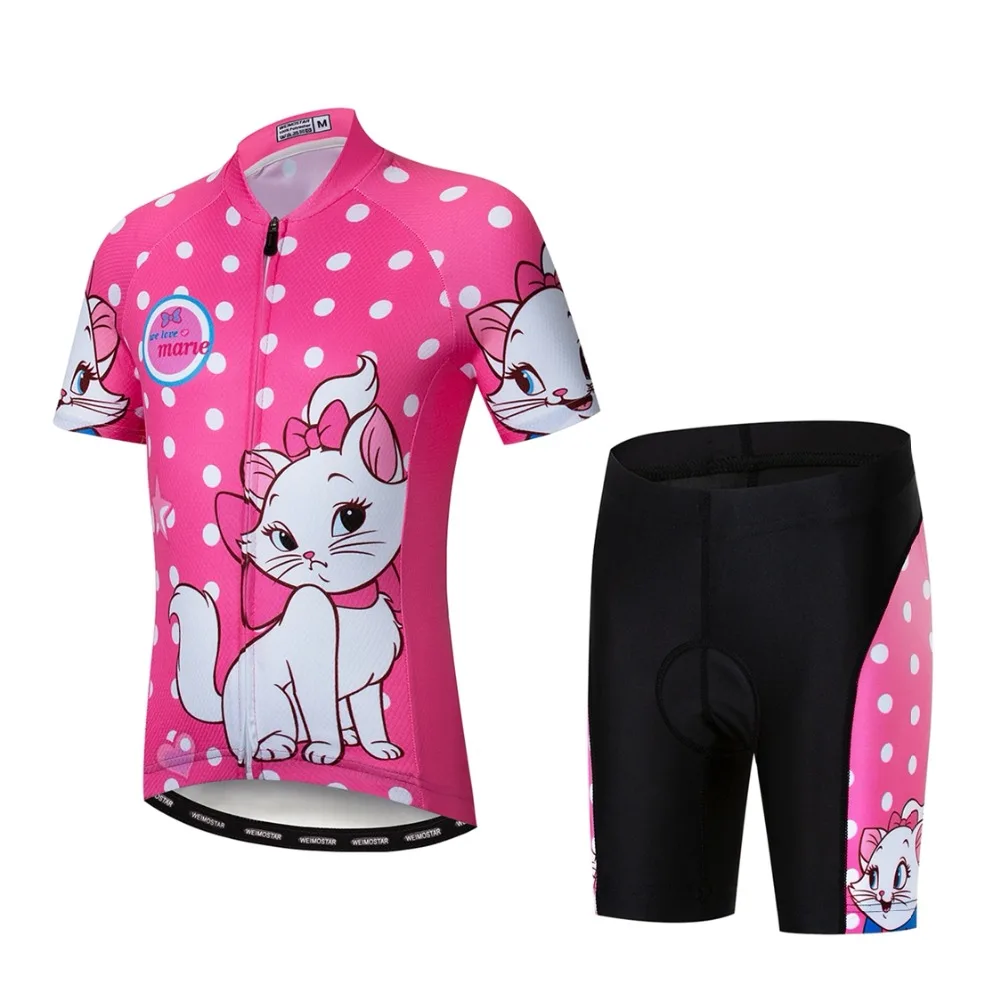 Cycling Jersey kids Bike jersey Shorts set pro Children MTB mountain road Tops Girls Boy Bicycle Jersey suit 2018 pink green