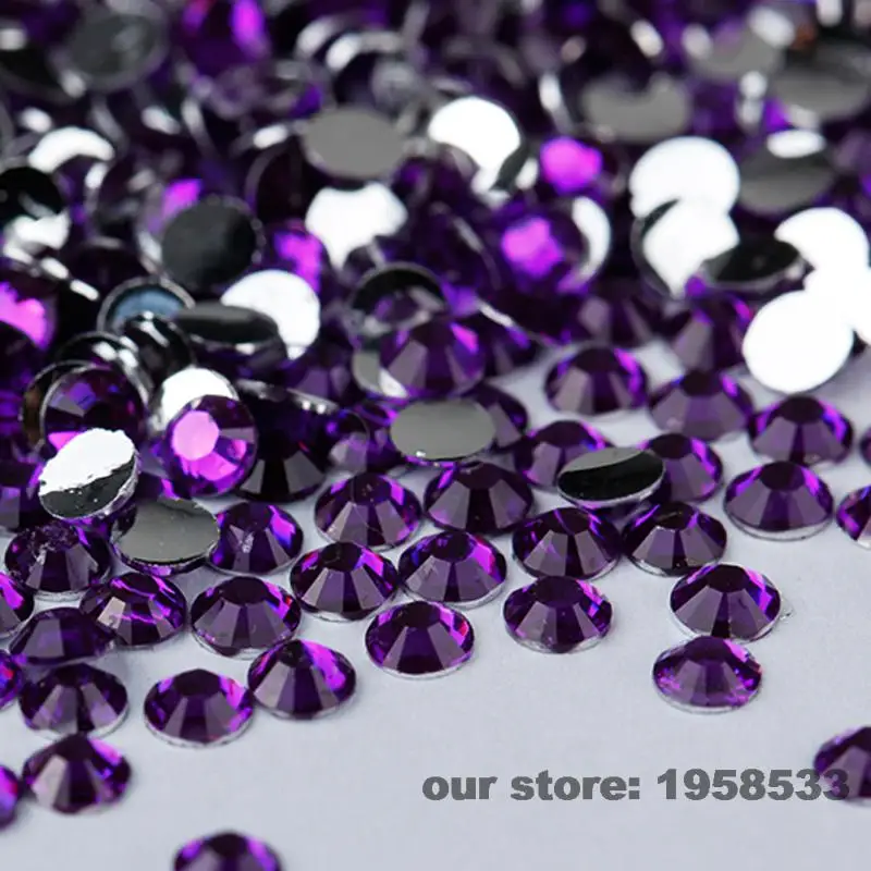 

Mix Size 2mm - 6mm 400pcs/Bag Dark Purple Violet Resin Nail Art Glitter Rhinestone Nails Tools DIY Decoration N15