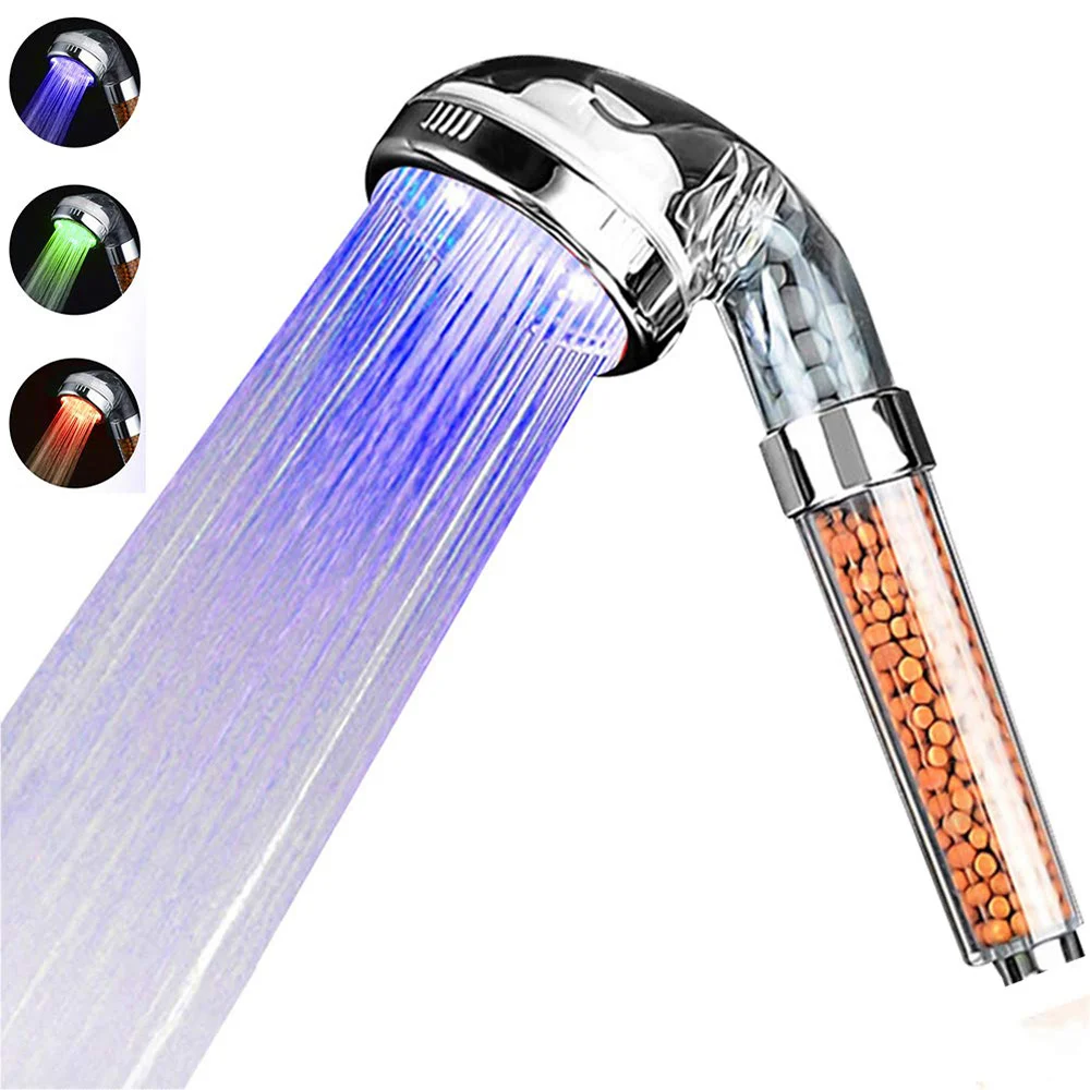 

LED Anion Shower SPA Shower Head Pressurized Water - Saving Temperature Control Colorful Handheld Big Rain Shower