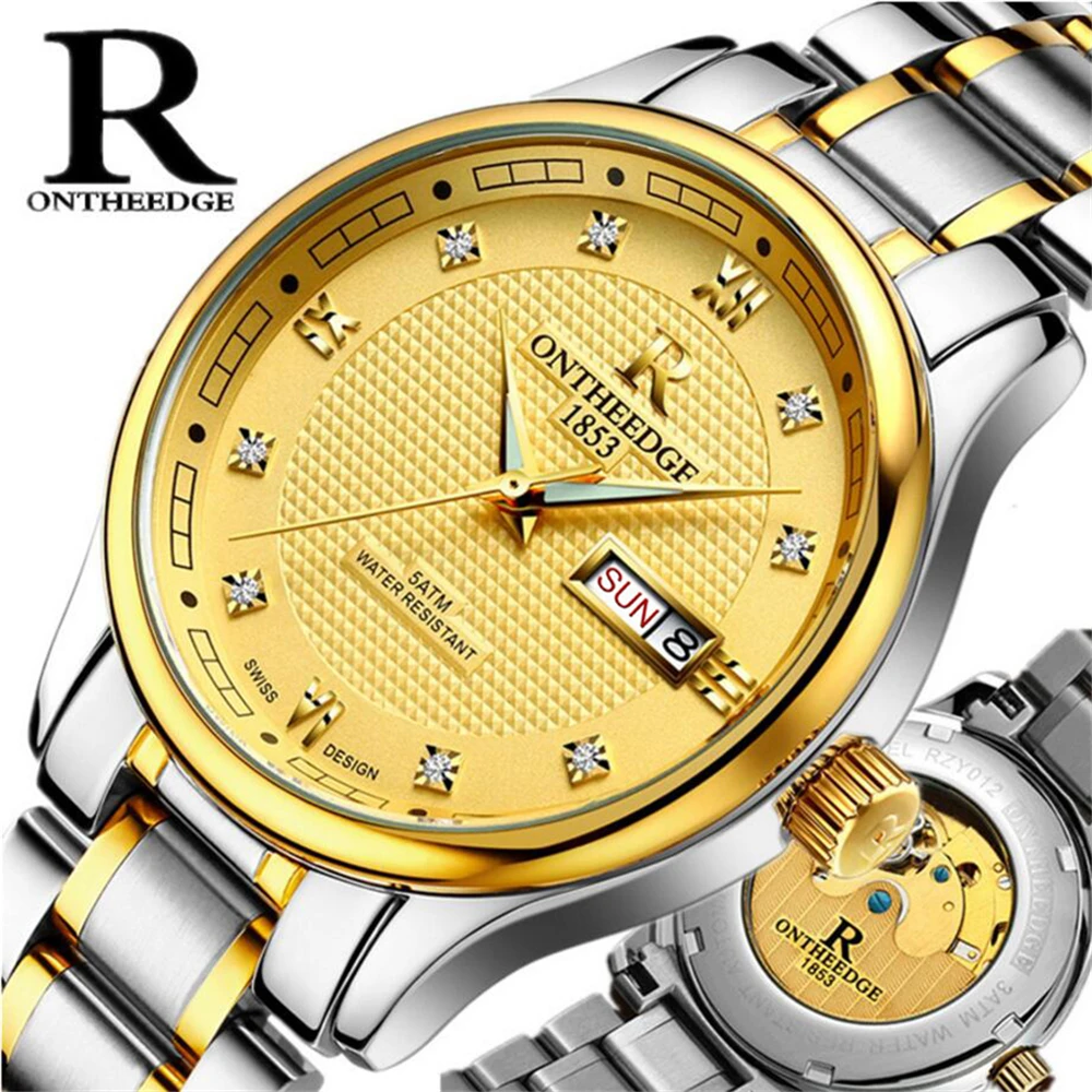 الرجال الساعات الأوتوماتيكية أعلى ماركة فاخرة المقاوم للصدأ ووتش رجال الرياضة المعصم ووتش مضيئة للماء الذكور relogio