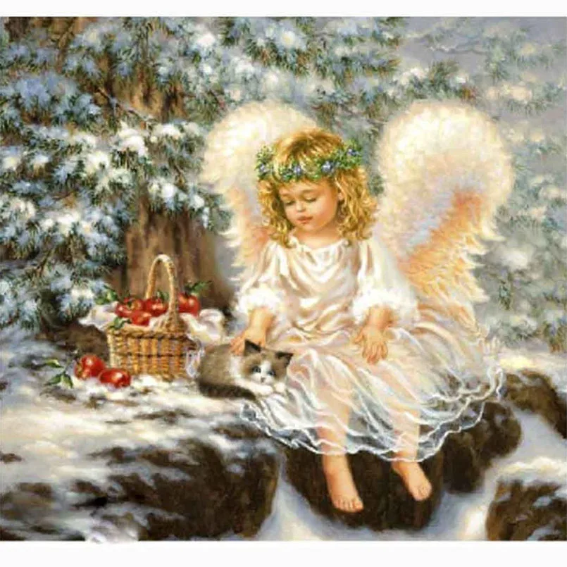 Buy New 5D DIY Diamond Embroidery Angels 28x30cm Diamond Painting Angel Home
