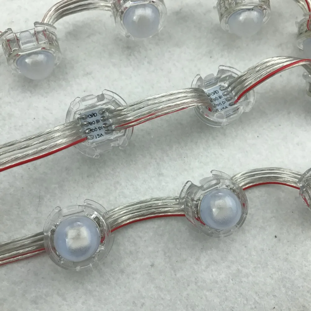 DC12V вход WS2815 50 шт. 5,5 см расстояние 20 мм LEDpixel модуль; прозрачный провод; матовая крышка; IP68 Номинальная; RGB адресуемый полный цвет