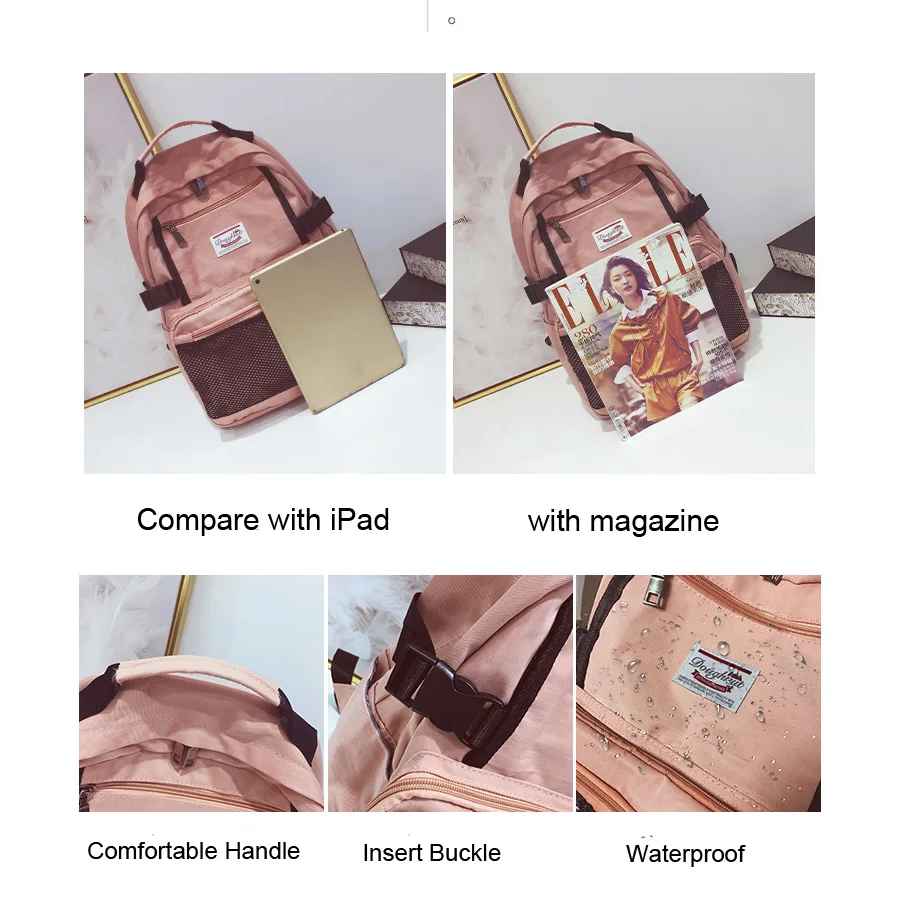 أحدث الإناث على ظهره للجنسين المرأة السفر Bagpack طلاب الجامعات المدرسة على ظهره محمول أكياس مع صافي جيب mochila موهير أحدث الإناث على ظهره للجنسين المرأة السفر Bagpack طلاب الجامعات المدرسة على ظهره محمول أكياس مع صافي جيب mochila موهير