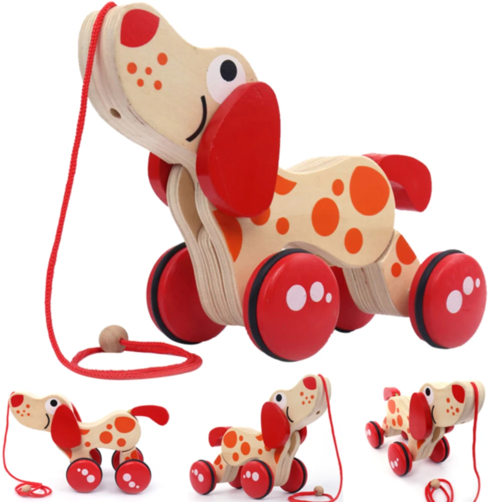 

Early Education Cute Game Twisting Developmental Toddler Alligator Learn Walk Pull Along Toy Wooden Baby Dragging Kids Puppy
