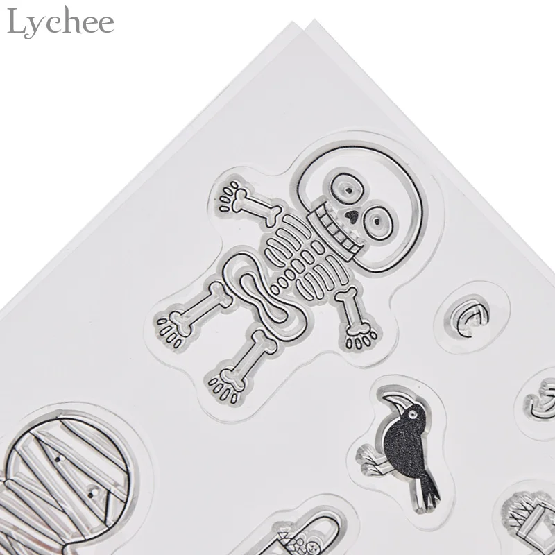Lychee Life резиновые прозрачные штампы ЦВЕТОЧНЫЕ ТОЧКИ Русалка Череп Прозрачный