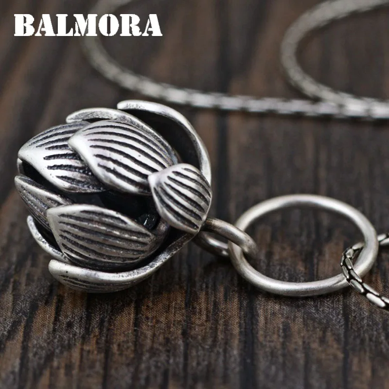 Подвеска в виде бутона лотоса BALMORA из серебра 925 пробы для женщин и мужчин подарок