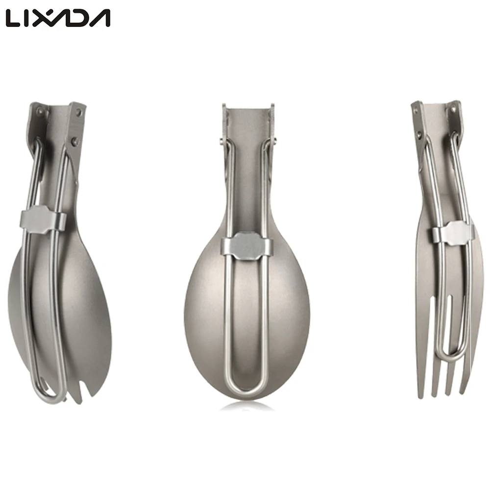 Lixada التيتانيوم للطي ملعقة يرمى أدوات المائدة في الهواء الطلق التخييم تجهيزات المطابخ خفيفة الوزن مطوية أطباق للتخييم نزهة