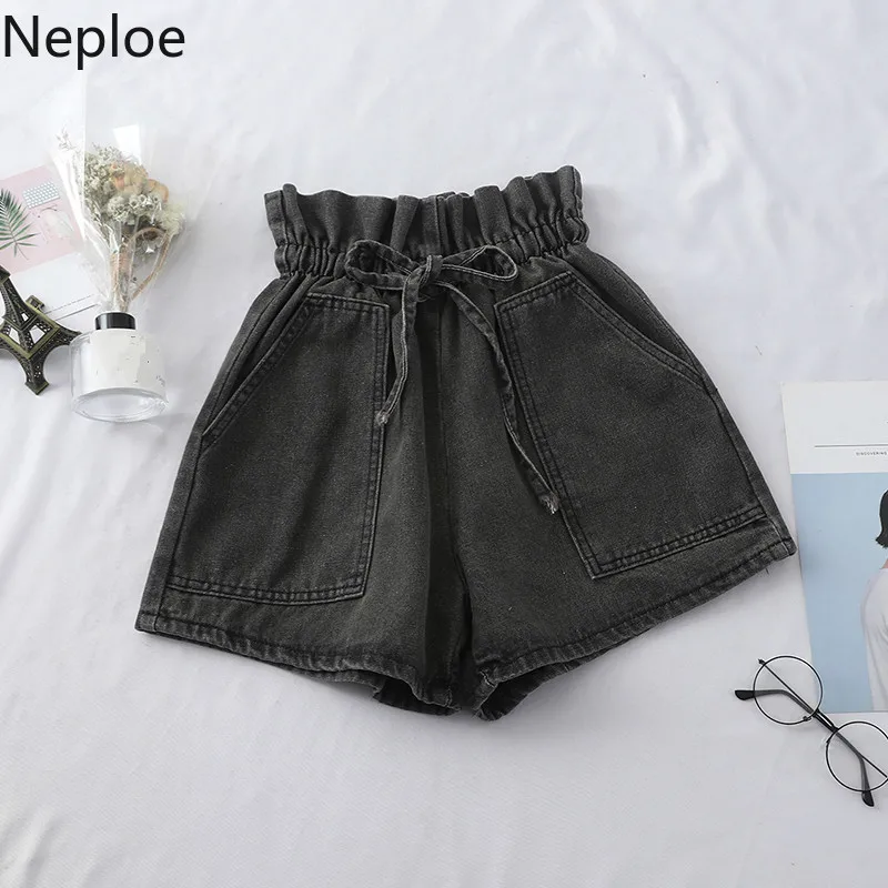 Neploe бутон Drawstring женские шорты с высокой талией карманами короткие Feminino Лето 2019