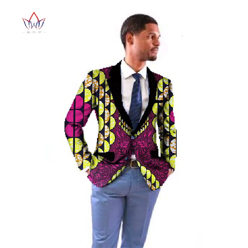 

African Wax Custom Made Suit Men Africa Clothing Style Blazer Printed Patchwork Casual Coat WYN140