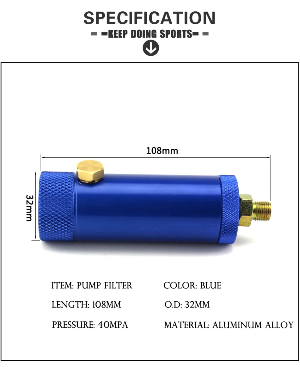 Пейнтбол PCP высокое давление ручной насос воздушный фильтр 40 МПа водно-масляный сепаратор 50 см шланг M10x1 быстрые разъемы с предохранительным клапаном