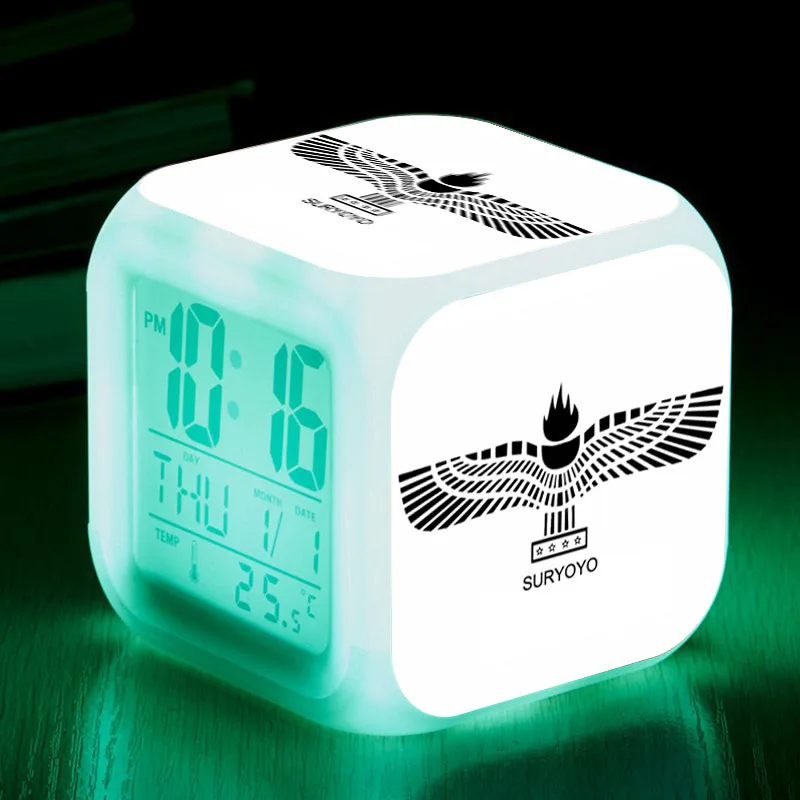 Индивидуальные шаблоны despertador 7 цветов светодиодной вспышкой сигнализации Часы-Будильник Цифровой настольный часы ночник смотреть - Цвет: LCM23