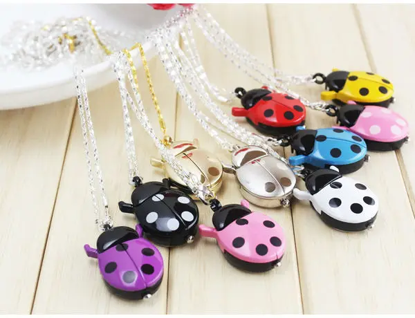 10pcs Brand Fashion Colorful Ladybug Necklace Pocket Pendant Dress Quartz Watch 10pcs Brand Fashion Colorful Ladybug Necklace Pocket Pendant Dress Quartz Watch