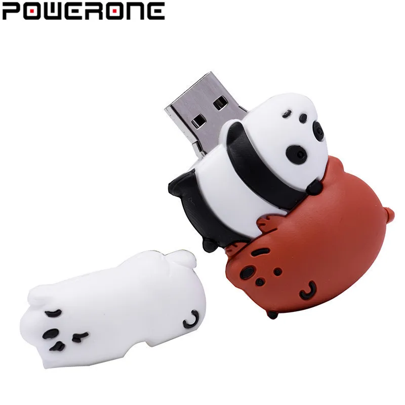 POWERONE прекрасная панда ручка-накопитель флеш-диск USB 2,0 реальная емкость диска Подарок Карта памяти 4 ГБ 8 ГБ 16 ГБ 32 ГБ 64 ГБ