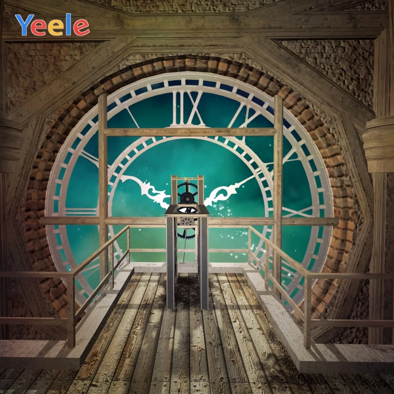 

Yeele Clock Tower Interior Pointer Board Vintage Photography Backgrounds Customized Photographic Backdrops for Photo Studio