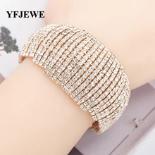 YFJEWE дизайн браслеты со стразами для Для женщин Украшенные стразами большой Браслеты браслеты свадебные подарки украшения B157