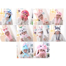 Плюшевая зимняя шапка в виде животного для девочки, теплые плюшевые шапки с ушками для женщин, головной убор, реквизит для фотосессии