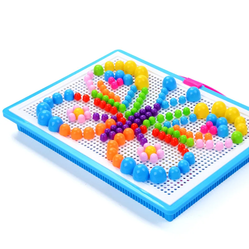 

29*21*3cm 295 Grains Mushrooms Nails Puzzle Board Qiaoqiao Nail Plate Infants and Young Children Teach Wisdom Toys Early In Life