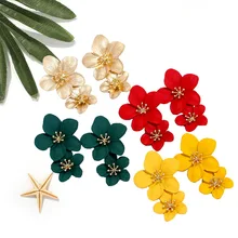 Новые летние женские Hyperbloe дикие цветочные серьги Сладкие золотые Висячие краски двухслойные Цветочные женские серьги