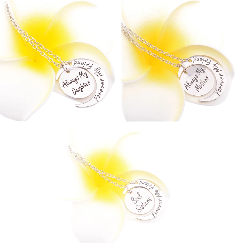 عقد بتصميم دائري على شكل قمر دائما أمي إلى الأبد صديقي Pendant Necklaces Aliexpress