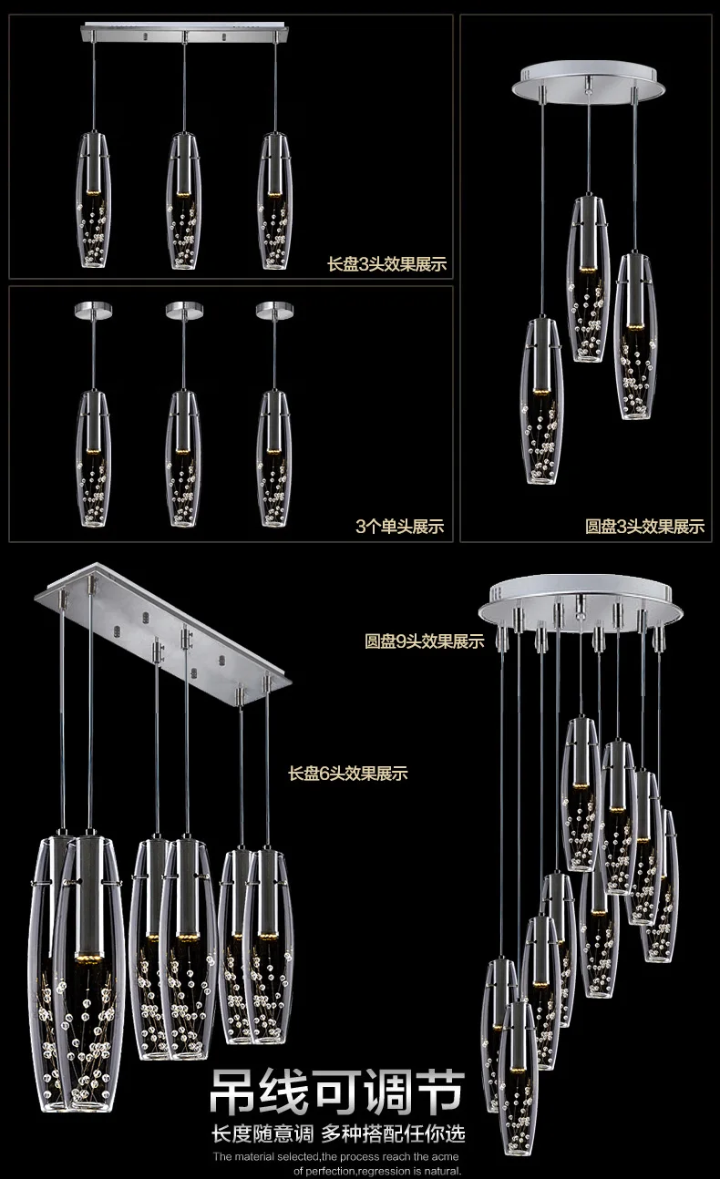 Подвесные светильники для ресторана, современный минималистичный Хрустальный подвесной светильник, три лампы для столовой, светодиодный светильник для столовой ZZP425916