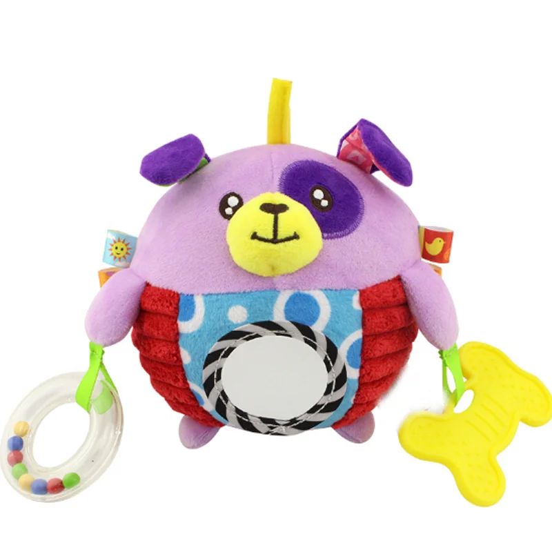1 шт. мультяшная детская игрушка-скребок для рук животные погремушка бумажные этикетки новинка игрушки резиновый шар Прорезыватель для зубов в форме кольца дети милый подарок забавная игра - Цвет: purple dog