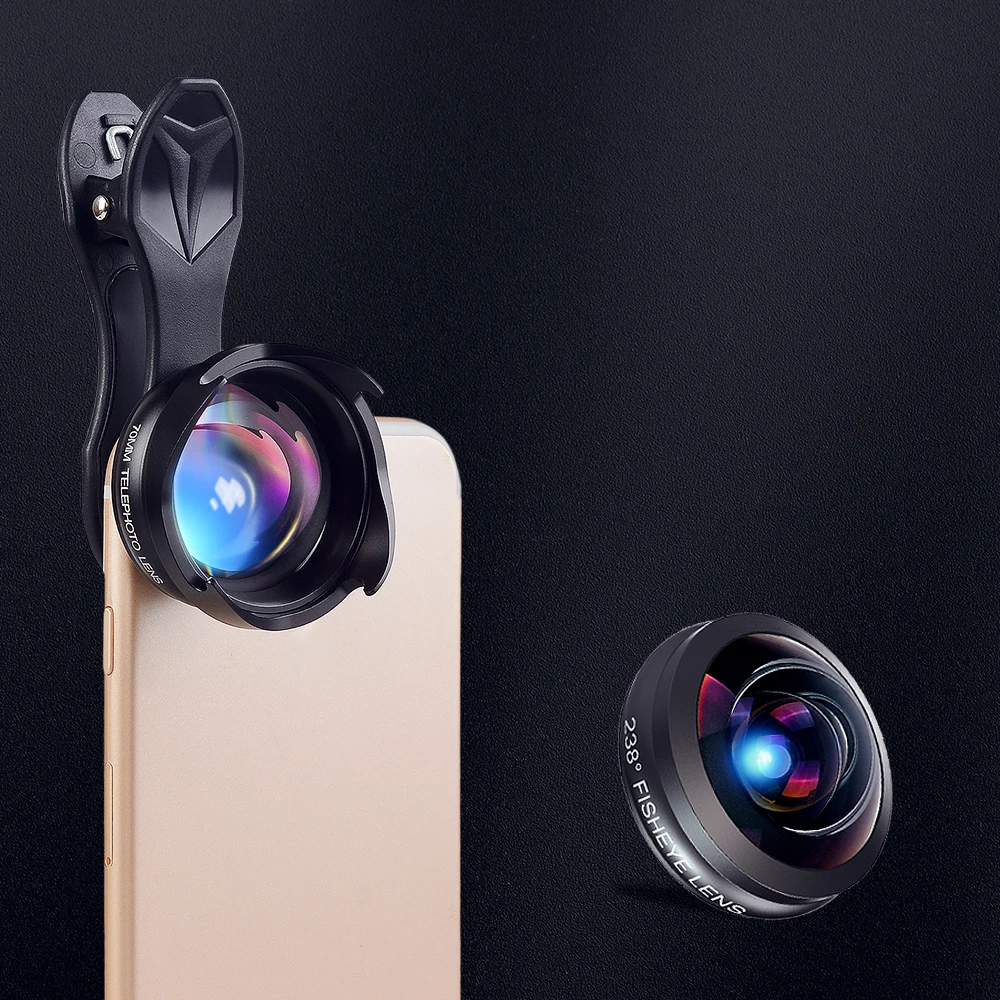 APEXEL 2in1 Professional phone Lens kit 2.5X telescope lens+ 238 degree