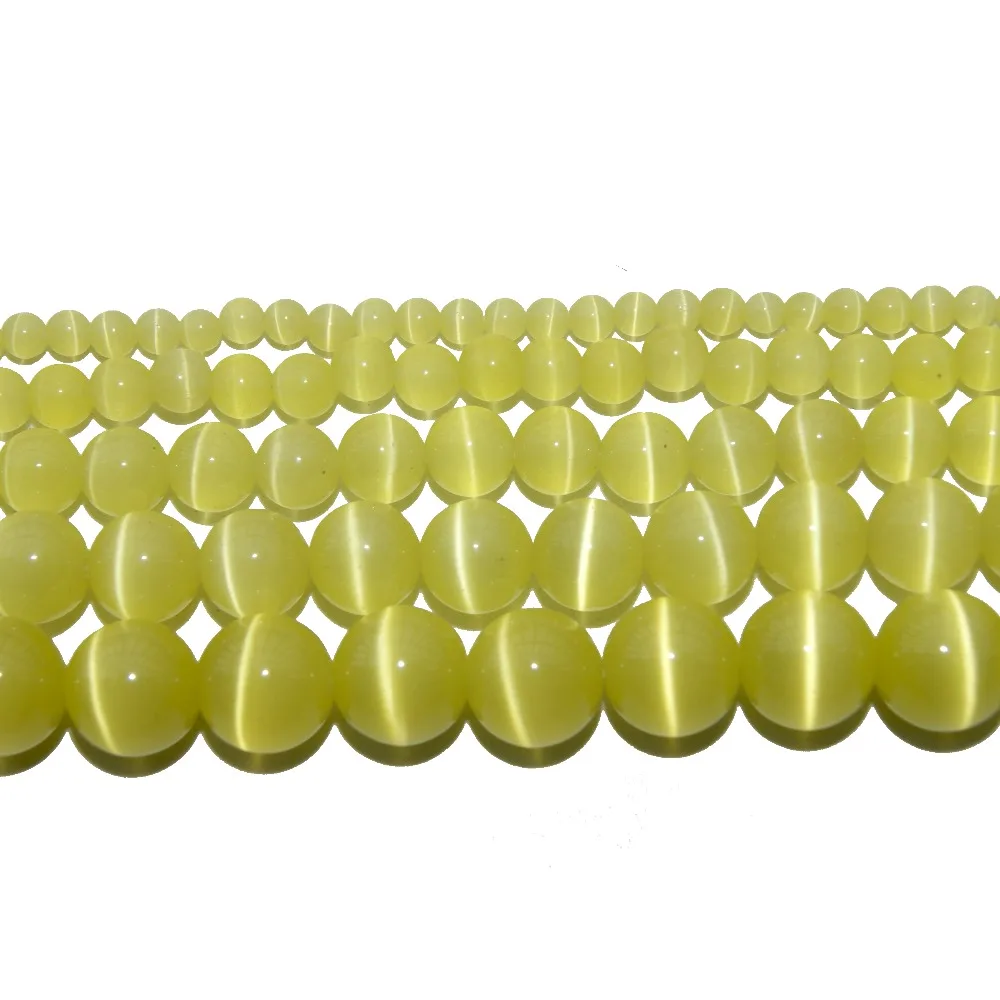 

Wholesale Natural Stone Light Yellow Opal Cat Eye Round Beads 4 6 8 10 12 MM Pick Size For Jewelry Making DIY Bracelet Necklace