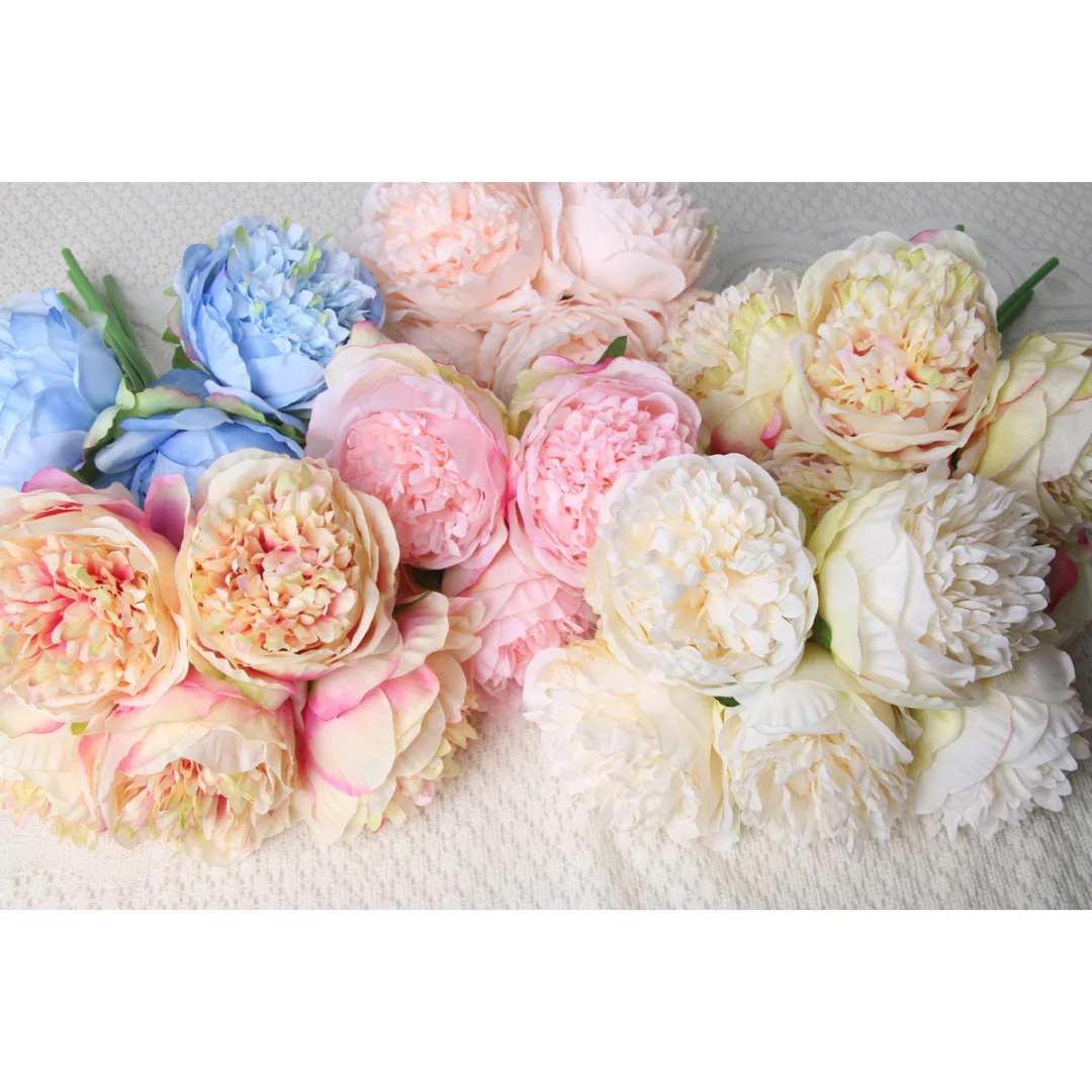 1 Bouquet Artificial  High Quality Fake Peony Bouquet Flower Decoration Simulation Flower Silk Artificial Peony Flowers