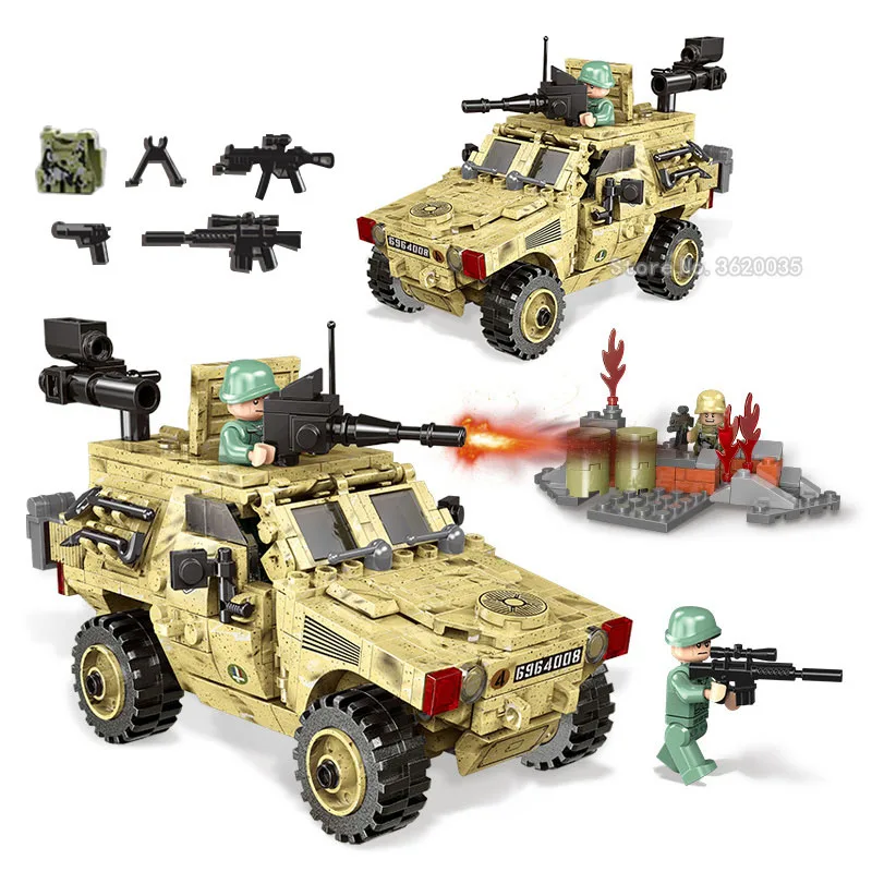 

Legoinglys Military Scout Car VBL Wheeled Armored Vehicle Series WW2 France Army Figures Weapons Armor Force Gift For Boy Toys