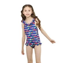 Детские купальники для девочек пляжная одежда для купания 24M-6Y Одна деталь купальный костюм для девочек с оборками и принтом в виде пляжный комбинезон одежда L514