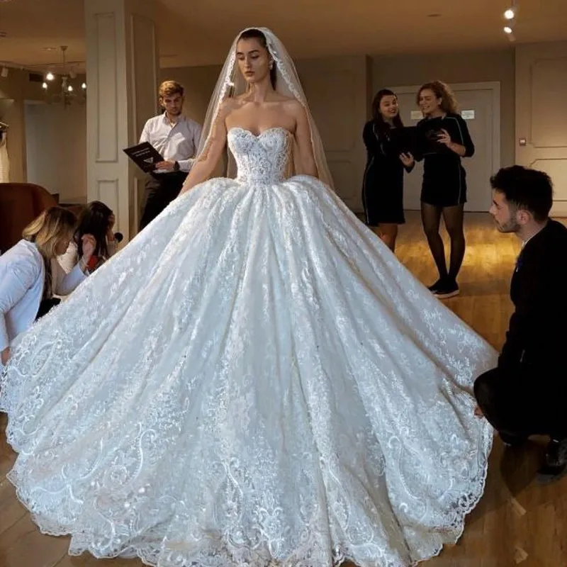 

vestido de noiva Bridal Dress Off Shoulder Wedding Gowns Dubai Gorgeous Long Lace Bridal Dresses Custom Made robe de mariee