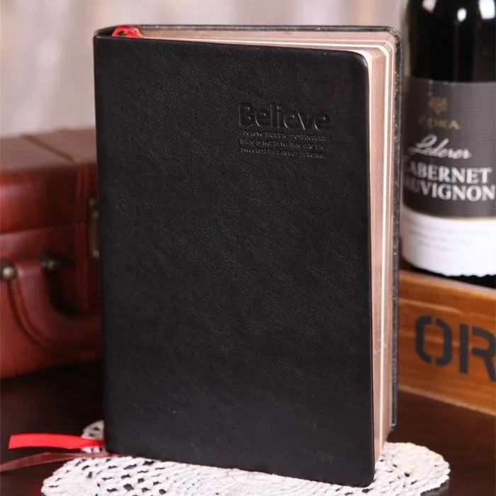 "Big Believe" Diary Notebook Luxury Faux Leather Blank Papers Vintage