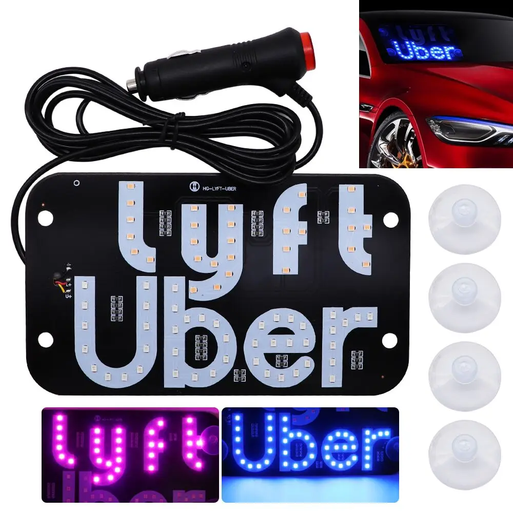 Taxi LED Panel Light Lyft Uber Sign Light Pink Blue Car Indicator Light