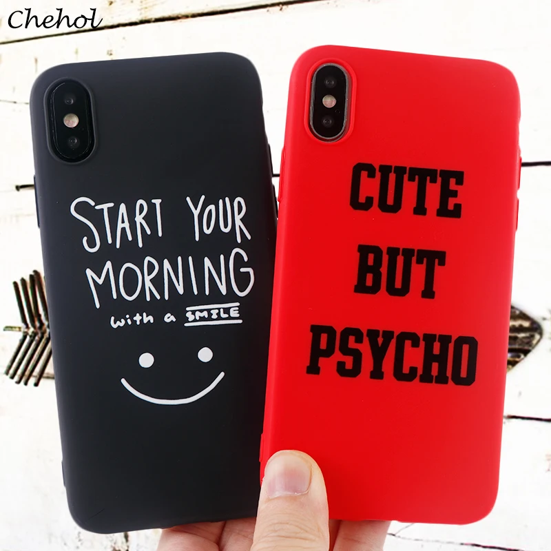 Чехлы с забавными буквами для IPhone X XS MAX XR 8 7 6 s Plus Smile мягкий силиконовый чехол