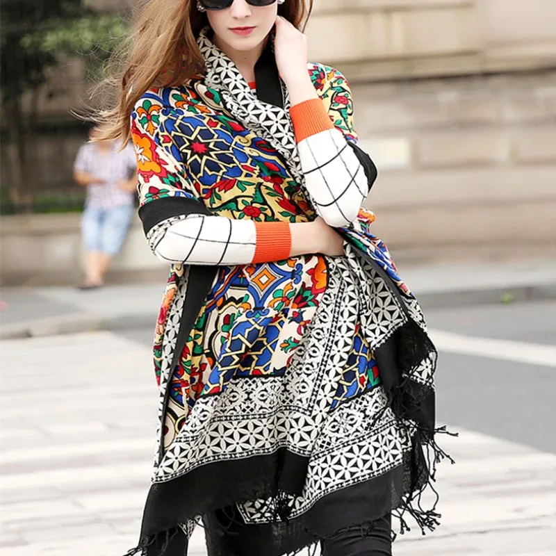 

Quality Woollen Long Scarf For Women Autumn And Winter Brand Travel Cloak Shawl Warm Oversize Shawl Dual Purpose Scarf