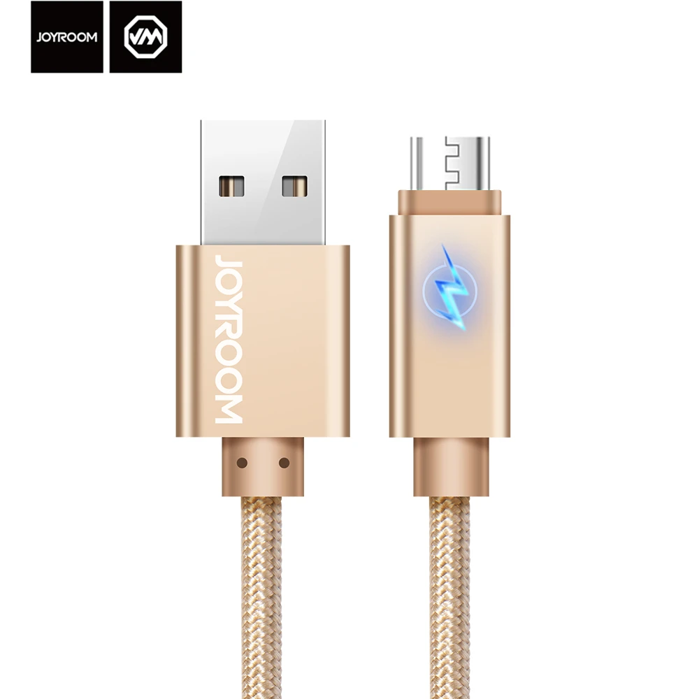 JOYROOM 2 м металлический Плетеный светодиодный кабель для быстрой зарядки Micro USB Samsung