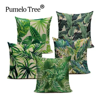 

Fashion High Quality Cotton Linen Africa Tropical Plant Banana Leaf Decorative Throw Pillow Case Cushion Cover Sofa Home Decor