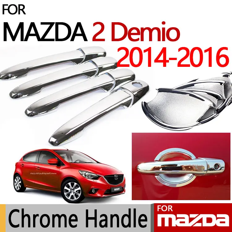 

for Mazda 2 Demio Chrome Door Handle Cover Luxury No Rust Accessories Trim Set 4 Door 2014 2015 2016 2017 Car Styling
