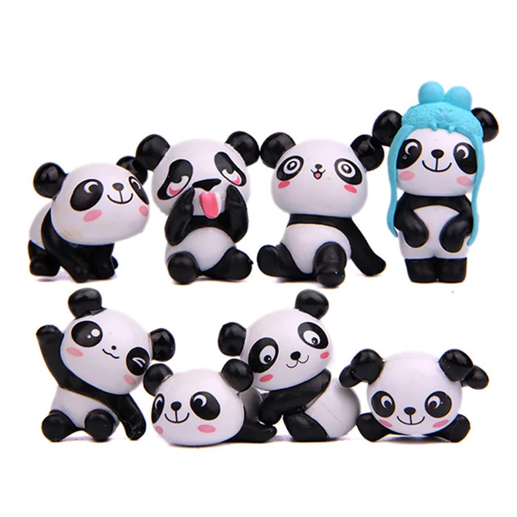 Kawaii/1/8 шт. озорной панда фигурки мини ПВХ модель игрушки для детей Симпатичные