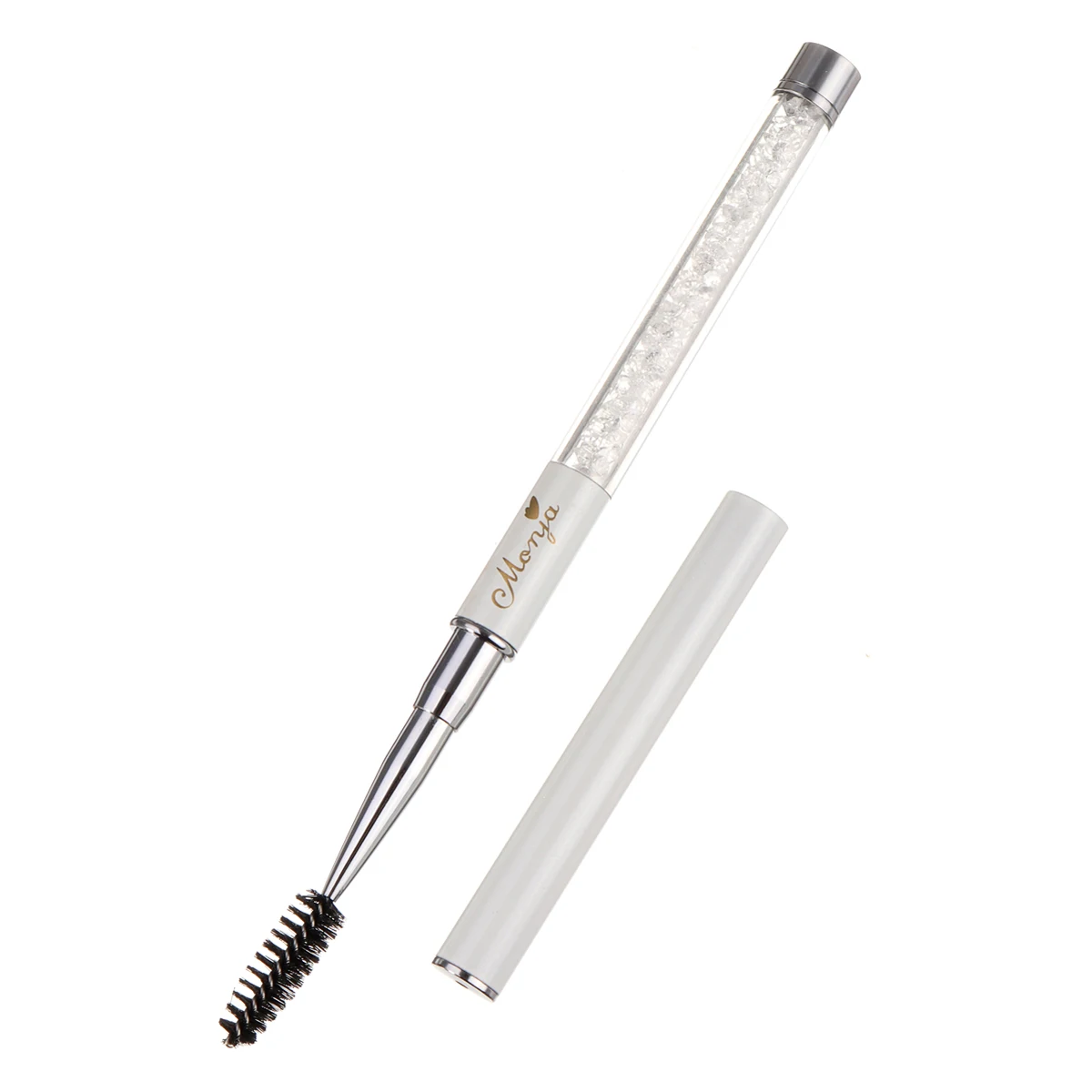 Стразы щеточки с тушью для ресниц спиральная палочка аппликатор для наращивания ресниц кисть для бровей с крышкой инструмент для макияжа - Handle Color: white
