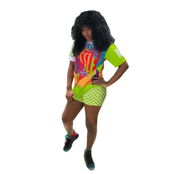 

Summer Autumn Women Two Piece Set Top and Pants Plus Size Tracksuit Sweatsuit Outfit Letter Plaid Print Active Sets
