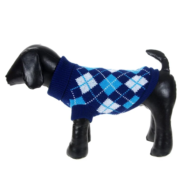 Новые осенние зимние теплые решетки Маленьких домашних животных вязаные вещи для собак открытый Кот пальто Топ свитер 4 цвета - Цвет: Тёмно-синий