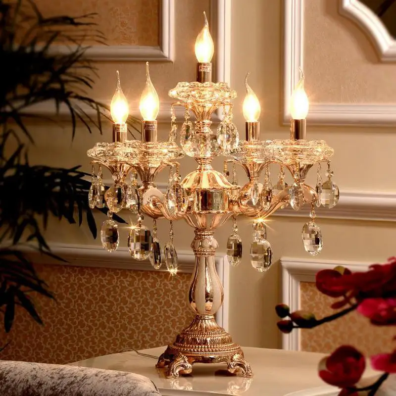 5 lights gold candle holders table lamp large Wedding candelabra