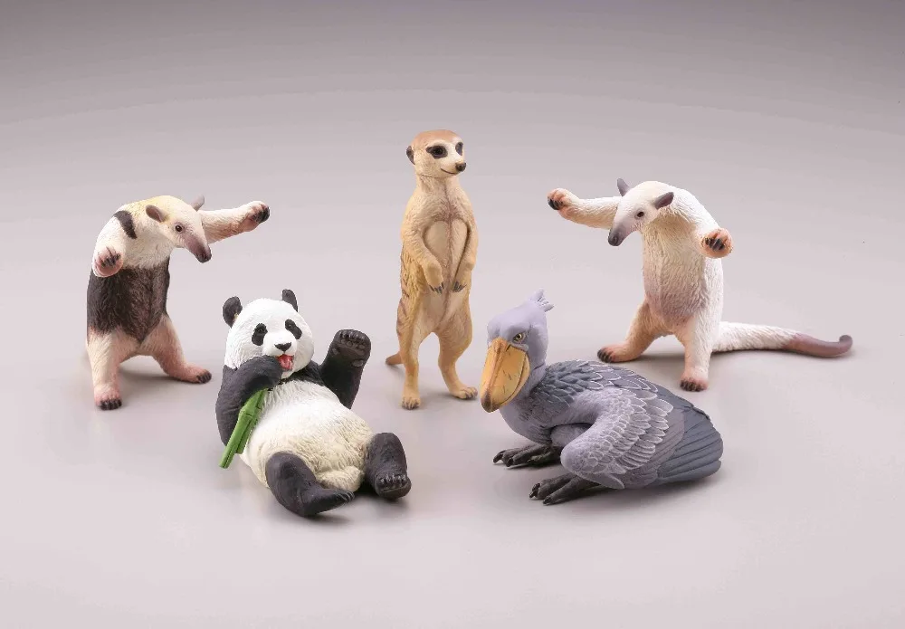 

pvc figure Rare Animal Models Capsule Toys Pandas Foxes Anteaters Whale Heads toy model 5pcs/set
