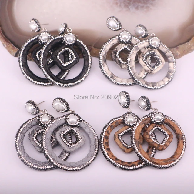 Bohemia 4pairs Pave Rhinestone Pearl Snakeskin Earrings Jewelry Bohemia 4pairs Pave Rhinestone Pearl Snakeskin Earrings Jewelry Finding In Mixed Color