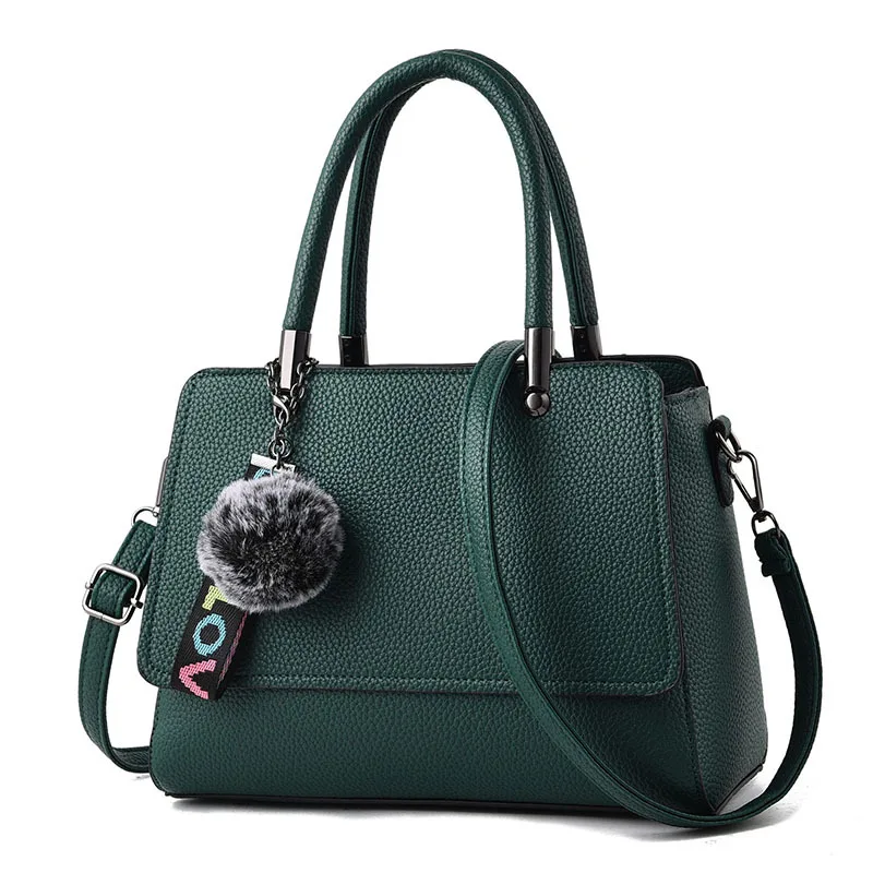 الأزياء بوم بوم شرابة المرأة حقيبة يد رسالة أكياس بو الجلود كبيرة اليد حقيبة المرأة للمتسوقين حقيبة كتف السيدات أعلى-حقائب بيد