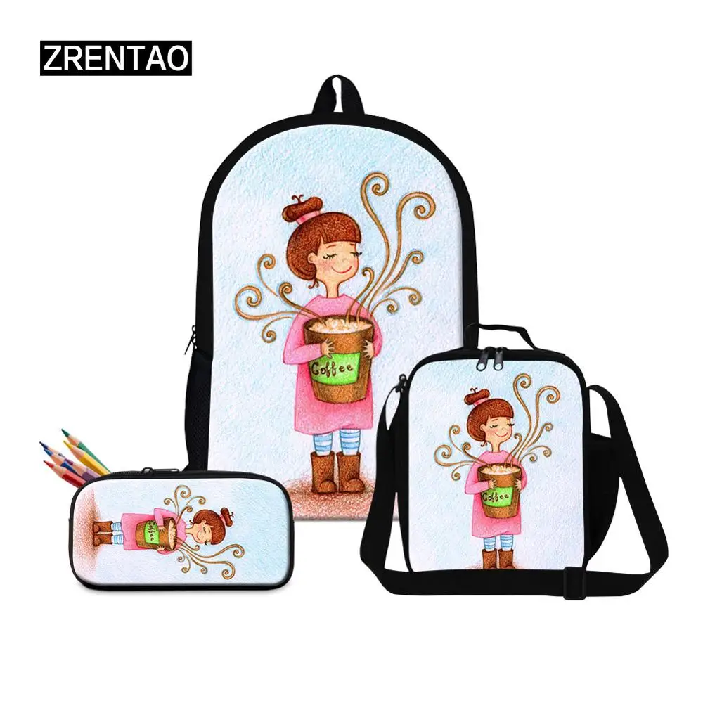 

3pcs/set Fashion Kids School Backpack for Girls School Bags Cute Cartoon Ballet/Yoga Design Children Backpacks Kid Bag Escolares