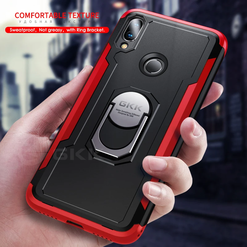 

GKK Original Case for Xiaomi Redmi Note 6 7 pro Case Armor With Finger Ring Hard PC Soft Edge Cover for Redmi Note 6 7 pro Case