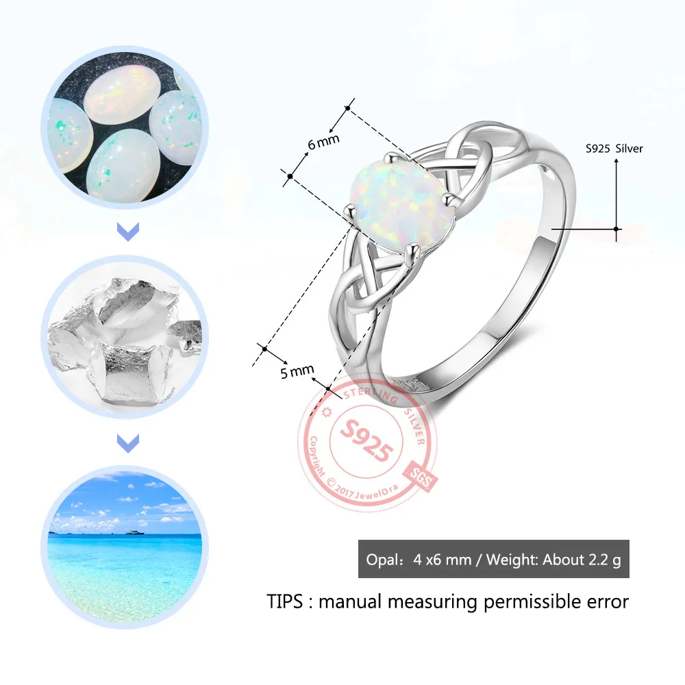 Women Jewelry 925 Sterling Silver Ring With Elliptical Milky Opal Stone Wedding Bands Romantic Style Gifts ( JewelOra RI102814)