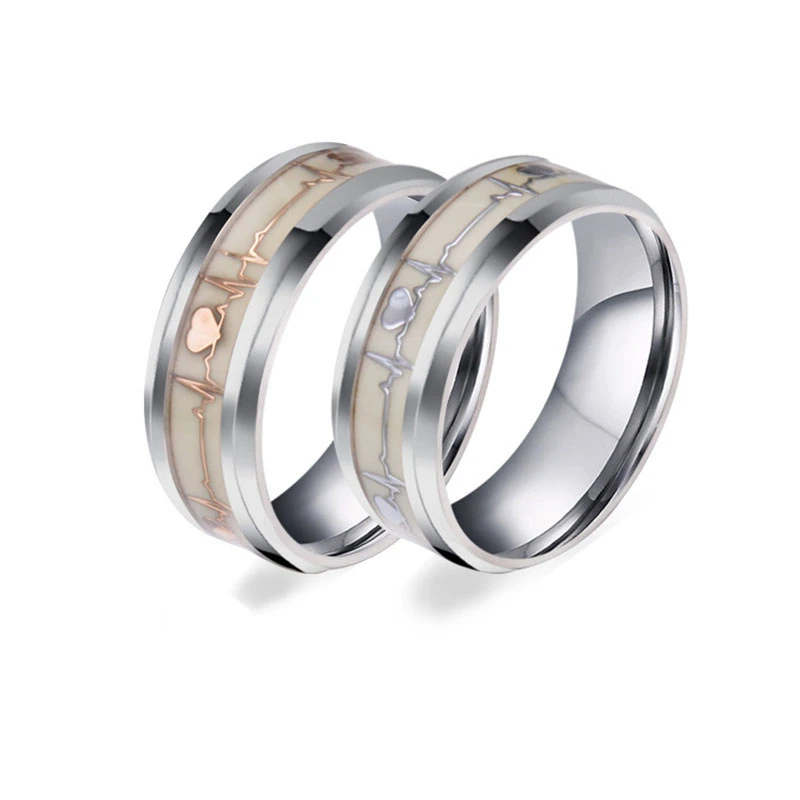 Anillo de compromiso de acero inoxidable para hombre y mujer, sortija de compromiso con esqueleto fluorescente, bonito, el señor de los dientes, JZ175|Anillos| AliExpress